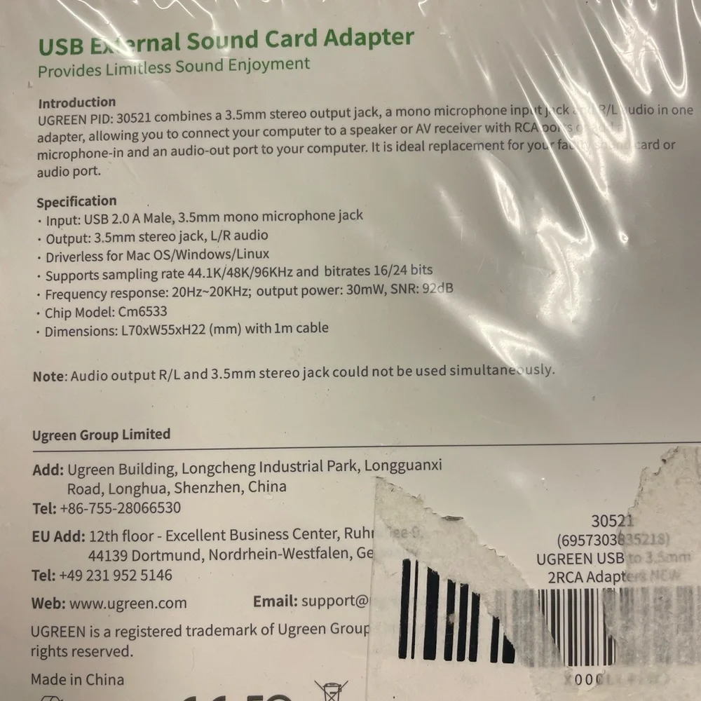 Computer interface Usb New RCA audio connectors